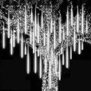 White meteor shower led string lights outdoor garden decor by Decorbites