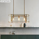 GobekUsa Mid Century Gold Translucent Glass Pendant Light - 3 Head Suspended Fixture