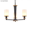 GobekUsa Mid-Century Opal Frosted Glass Chandelier - 3-Light Pendant Ceiling Light in Black
