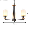 GobekUsa Mid-Century Opal Frosted Glass Chandelier - 3-Light Pendant Ceiling Light in Black