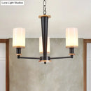 GobekUsa Mid-Century Opal Frosted Glass Chandelier - 3-Light Pendant Ceiling Light in Black
