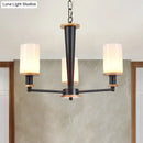 GobekUsa Mid-Century Opal Frosted Glass Chandelier - 3-Light Pendant Ceiling Light in Black