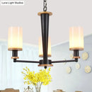 GobekUsa Mid-Century Opal Frosted Glass Chandelier - 3-Light Pendant Ceiling Light in Black
