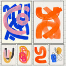 GobekUsa Mid Century Watercolor Brush Strokes Canvas Print