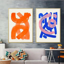 Mid century watercolor brush strokes canvas print living room art by Decorbites