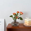 Translucent blue glass flower vase trio living room home decor by Decorbites