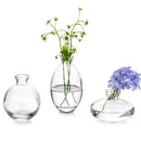 Translucent blue glass flower vase trio living room home decor by Decorbites