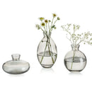 Translucent blue glass flower vase trio living room home decor by Decorbites