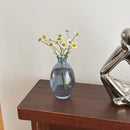 Translucent blue glass flower vase trio living room home decor by Decorbites