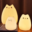 Mini popular cat white silicone night lamp bedroom eye protection by Decorbites