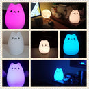 Mini popular cat white silicone night lamp bedroom eye protection by Decorbites