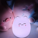 Mini popular cat white silicone night lamp bedroom eye protection by Decorbites