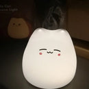 Mini popular cat white silicone night lamp bedroom eye protection by Decorbites