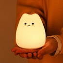 Mini popular cat white silicone night lamp bedroom eye protection by Decorbites