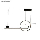GobekUsa Minimal Acrylic Linear LED Island Light with Sun and Cloud Design - Warm/White Light - Black/White/Gold