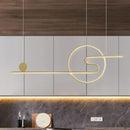 GobekUsa Minimal Acrylic Linear LED Island Light with Sun and Cloud Design - Warm/White Light - Black/White/Gold
