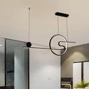 GobekUsa Minimal Acrylic Linear LED Island Light with Sun and Cloud Design - Warm/White Light - Black/White/Gold