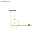 GobekUsa Minimal Acrylic Linear LED Island Light with Sun and Cloud Design - Warm/White Light - Black/White/Gold