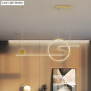 GobekUsa Minimal Acrylic Linear LED Island Light with Sun and Cloud Design - Warm/White Light - Black/White/Gold