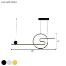 GobekUsa Minimal Acrylic Linear LED Island Light with Sun and Cloud Design - Warm/White Light - Black/White/Gold