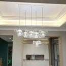 GobekUsa Minimal Brass Bubble Pendant Light with 5 Clear Glass Heads