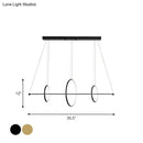 GobekUsa Minimalist Acrylic LED Pendant Lamp in Black/Gold, Warm/White Light - 35.5"/43" Width