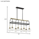 GobekUsa Minimalist Arch Island Pendant – Clear Glass, 8 Bulbs Hanging Light in Black and Gold