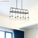GobekUsa Minimalist Arch Island Pendant – Clear Glass, 8 Bulbs Hanging Light in Black and Gold