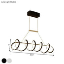 GobekUsa Minimalist Black/White LED Ceiling Light for Dining Room: Twisted Metallic Island Lighting