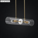 GobekUsa Minimalist Brass Finish Island Pendant with Clear Glass Tubes - Suspended Lighting Fixture