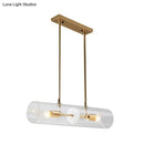 GobekUsa Minimalist Brass Finish Island Pendant with Clear Glass Tubes - Suspended Lighting Fixture