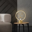 GobekUsa Minimalist Brass Halo Ring Table Light with LED, Metal Night Light featuring Deer Decoration