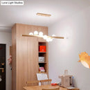 GobekUsa Minimalist Cream Glass LED Pendant Light for Restaurants - Ball Island Ceiling Light with Wood Accent