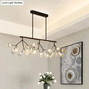 GobekUsa Minimalist Firefly Island Glass Lamp - 27-Bulb Suspended Lighting for Dining Room