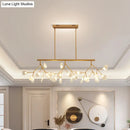 GobekUsa Minimalist Firefly Island Glass Lamp - 27-Bulb Suspended Lighting for Dining Room