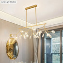GobekUsa Minimalist Firefly Island Glass Lamp - 27-Bulb Suspended Lighting for Dining Room