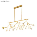 GobekUsa Minimalist Firefly Island Glass Lamp - 27-Bulb Suspended Lighting for Dining Room