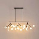 GobekUsa Minimalist Firefly Island Glass Lamp - 27-Bulb Suspended Lighting for Dining Room