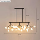 GobekUsa Minimalist Firefly Island Glass Lamp - 27-Bulb Suspended Lighting for Dining Room
