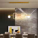 GobekUsa Minimalist Metal Dining Room Island Ceiling Light with Symmetrical Geometric LED Design and Cream Glass Shade