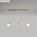 GobekUsa Minimalist Metal Dining Room Island Ceiling Light with Symmetrical Geometric LED Design and Cream Glass Shade