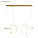 GobekUsa Minimalist Metal Dining Room Island Ceiling Light with Symmetrical Geometric LED Design and Cream Glass Shade