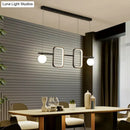 GobekUsa Minimalist Metal Dining Room Island Ceiling Light with Symmetrical Geometric LED Design and Cream Glass Shade