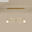 GobekUsa Minimalist Metal Dining Room Island Ceiling Light with Symmetrical Geometric LED Design and Cream Glass Shade