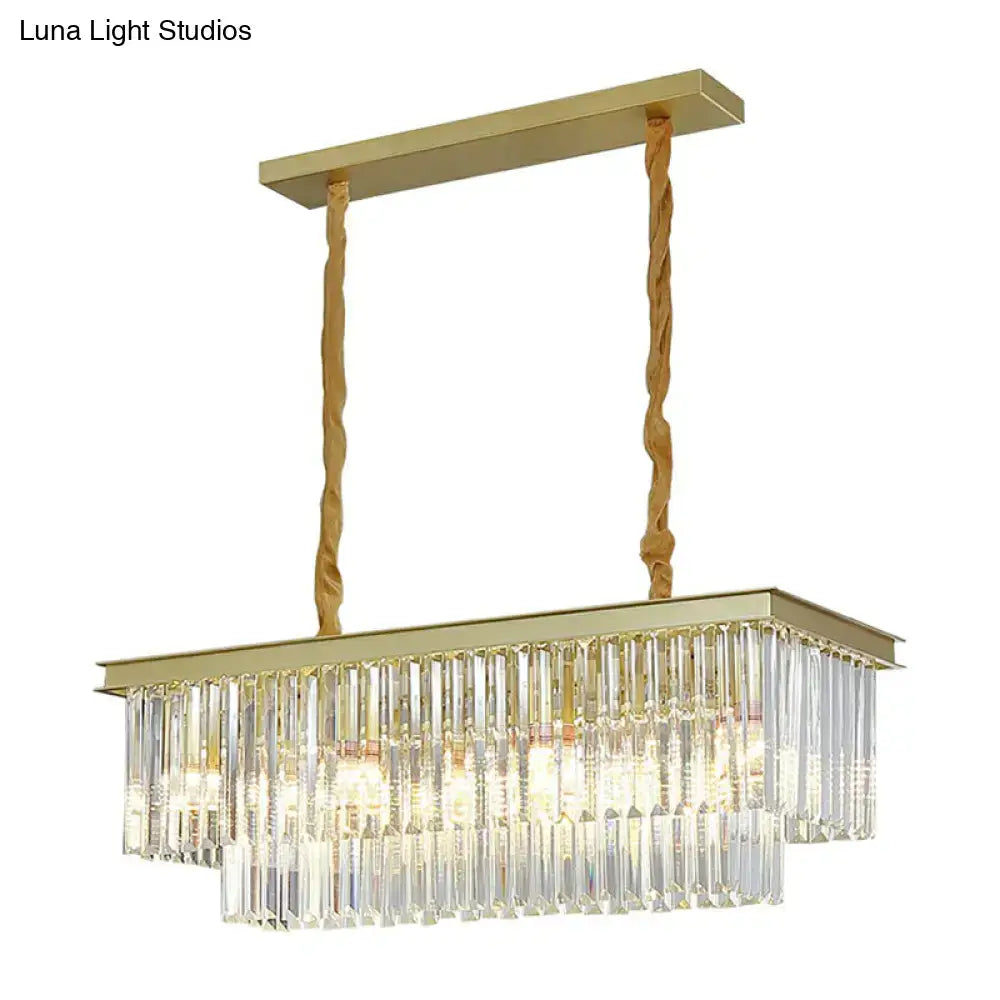 GobekUsa Minimalist Prismatic Crystal Restaurant Pendant Light - Rectangular Island, photo 2 of 11