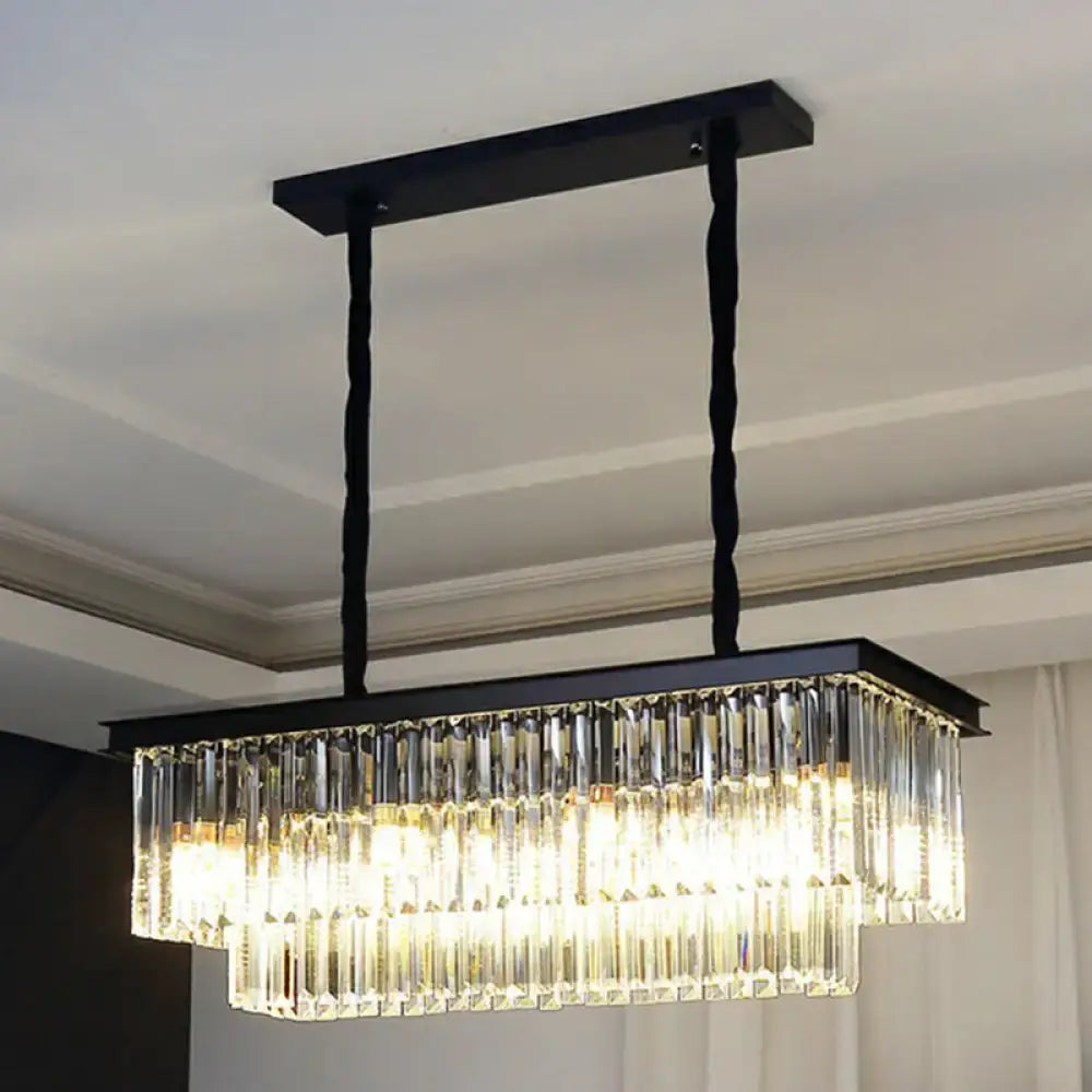 GobekUsa Minimalist Prismatic Crystal Restaurant Pendant Light - Rectangular Island, photo 9 of 11