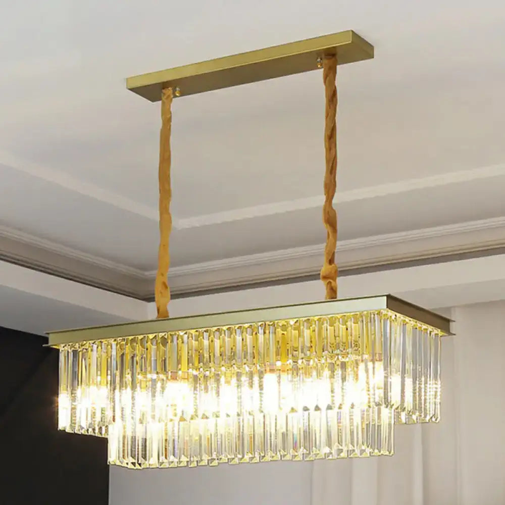 GobekUsa Minimalist Prismatic Crystal Restaurant Pendant Light - Rectangular Island, photo 10 of 11