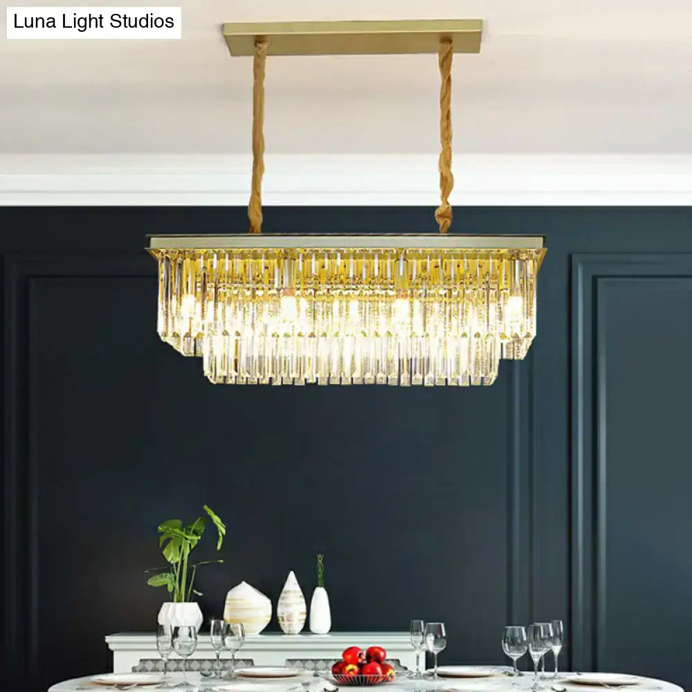 GobekUsa Minimalist Prismatic Crystal Restaurant Pendant Light - Rectangular Island, photo 3 of 11