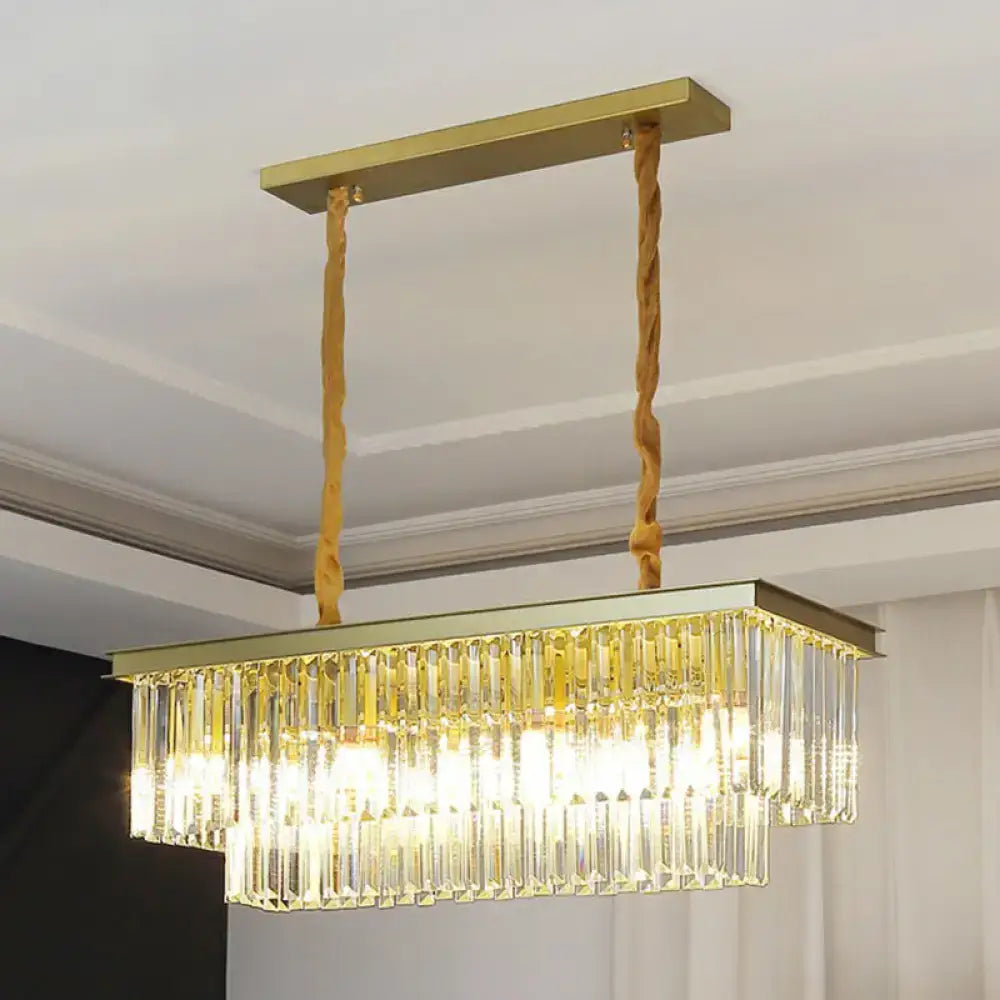 GobekUsa Minimalist Prismatic Crystal Restaurant Pendant Light - Rectangular Island, photo 8 of 11