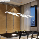 GobekUsa Minimalist White LED Acrylic Pendant Lamp: Wavy Suspended Lighting Fixture for Table